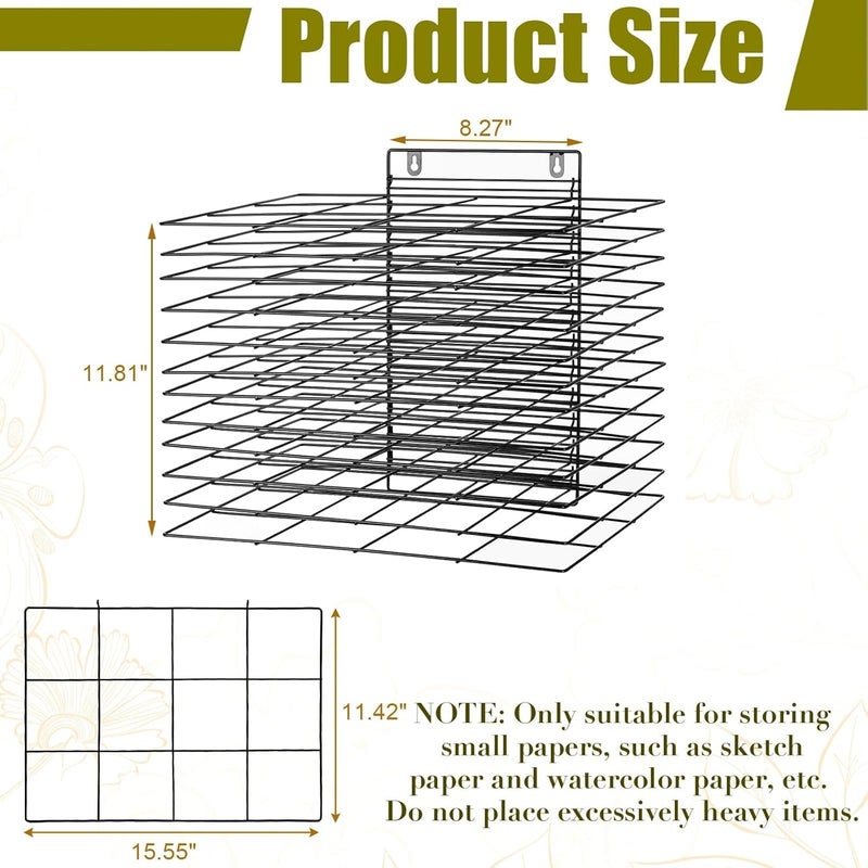 Lzttyee Art Drying Rack for Classroom Paint Drying Rack Small Art Drying Rack Wall Art Storage Rack with 12 Removable Shelves for Classrooms and Art Studios (Black, 12 Shelves) - Image 3